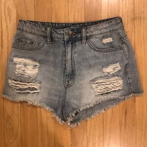 BDG high waisted cheeky distressed jean shorts